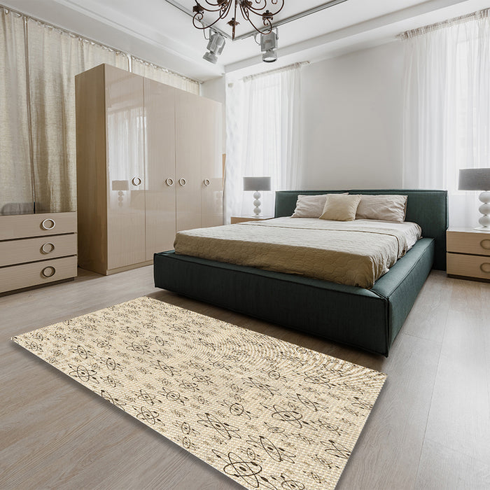 Patterned Peru Brown Rug in a Bedroom, pat268brn