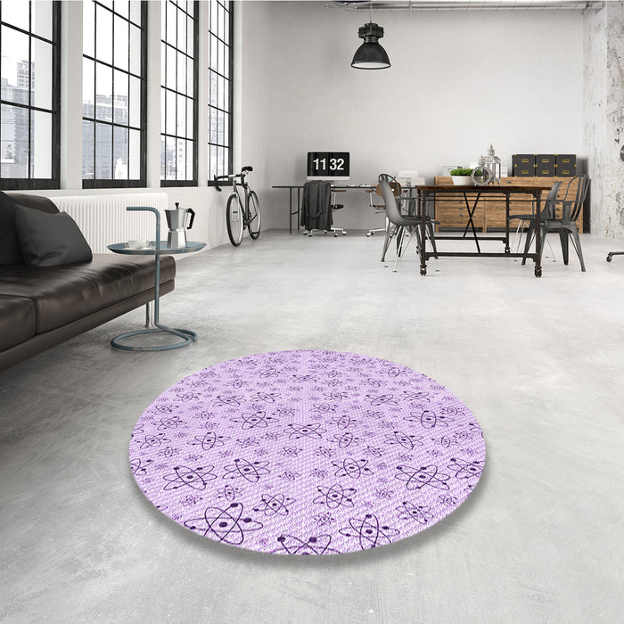 Round Patterned Purple Rug in a Office, pat268pur