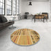 Round Patterned Orange Rug in a Office, pat2680brn