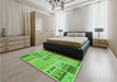 Patterned Emerald Green Rug in a Bedroom, pat2680grn