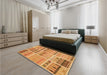 Patterned Orange Rug in a Bedroom, pat2680org