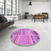 Round Patterned Violet Purple Rug in a Office, pat2680pur