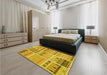 Patterned Yellow Rug in a Bedroom, pat2680yw