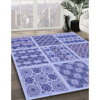 Patterned Jeans Blue Rug, pat2681blu