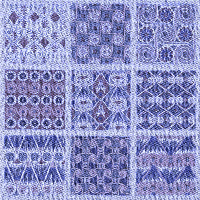 Round Patterned Jeans Blue Rug, pat2681blu