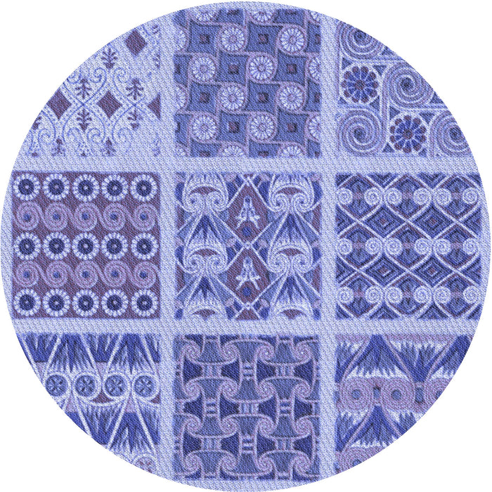 Square Machine Washable Transitional Jeans Blue Rug in a Living Room, wshpat2681blu
