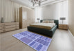 Patterned Jeans Blue Rug in a Bedroom, pat2681blu