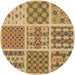 Square Patterned Yellow Orange Rug, pat2681brn