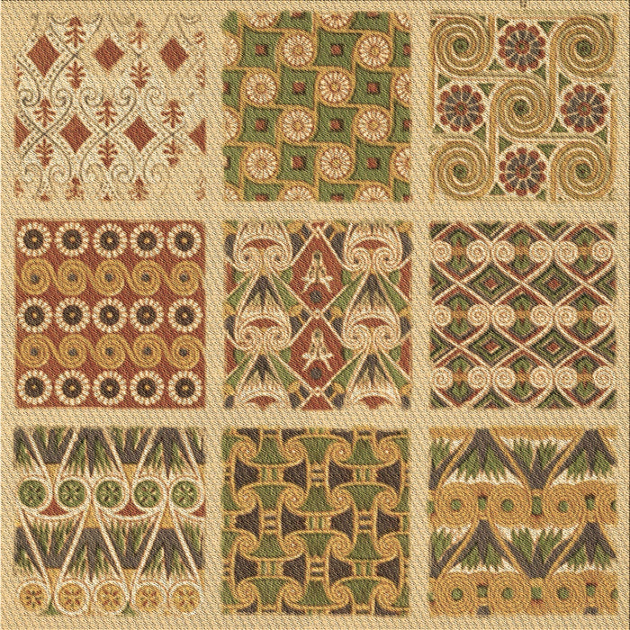 Round Patterned Yellow Orange Rug, pat2681brn