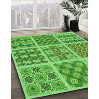 Patterned Emerald Green Rug, pat2681grn