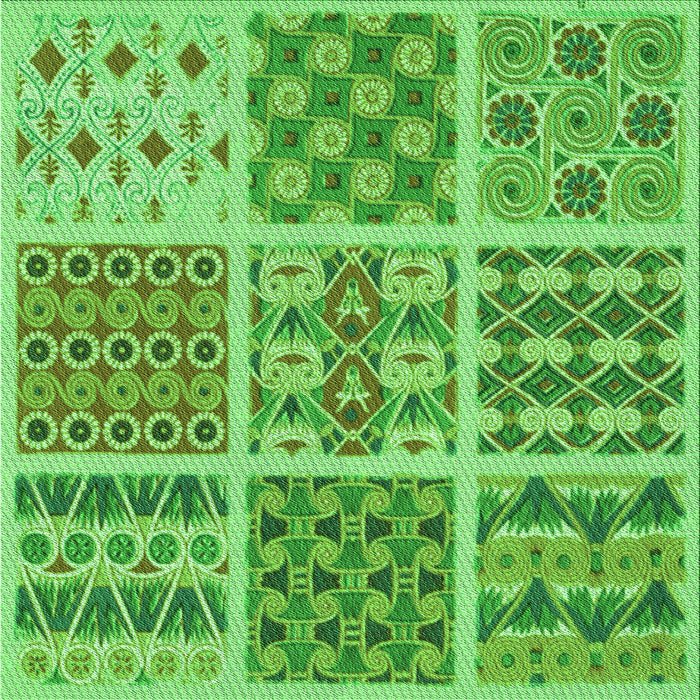 Round Patterned Emerald Green Rug, pat2681grn