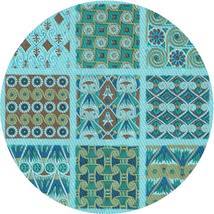 Square Patterned Sea Green Rug, pat2681lblu