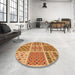 Round Patterned Orange Rug in a Office, pat2681org