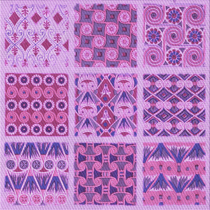 Round Machine Washable Transitional Violet Purple Rug, wshpat2681pur