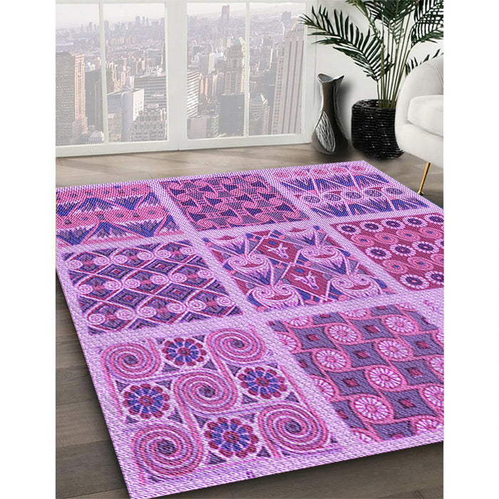 Patterned Violet Purple Rug in Family Room, pat2681pur