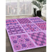 Patterned Violet Purple Rug in Family Room, pat2681pur