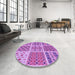 Round Patterned Violet Purple Rug in a Office, pat2681pur