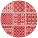 Square Patterned Light Coral Pink Rug, pat2681rd