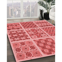 Patterned Light Coral Pink Rug, pat2681rd