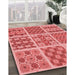 Patterned Light Coral Pink Rug in Family Room, pat2681rd