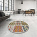 Round Patterned Brown Novelty Rug in a Office, pat2681