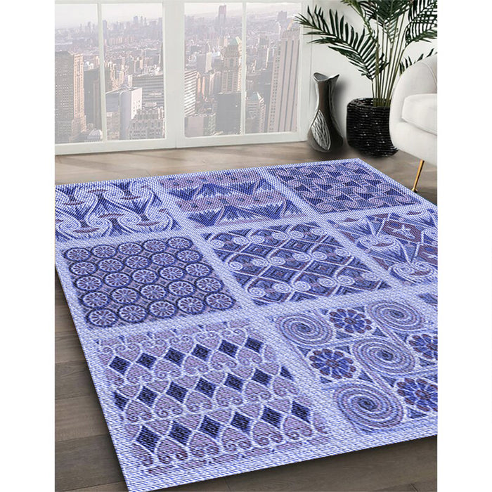 Patterned Jeans Blue Rug in Family Room, pat2682blu