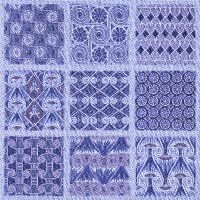 Round Patterned Jeans Blue Rug, pat2682blu