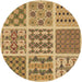Square Patterned Yellow Orange Rug, pat2682brn