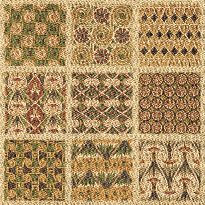 Round Patterned Yellow Orange Rug, pat2682brn