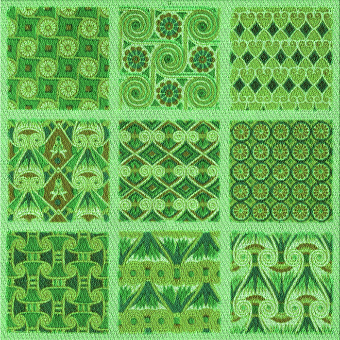 Round Patterned Emerald Green Rug, pat2682grn