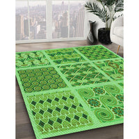 Patterned Emerald Green Rug, pat2682grn