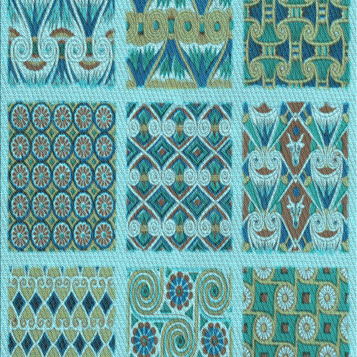 Patterned Aquamarine Stone Green Rug, pat2682lblu