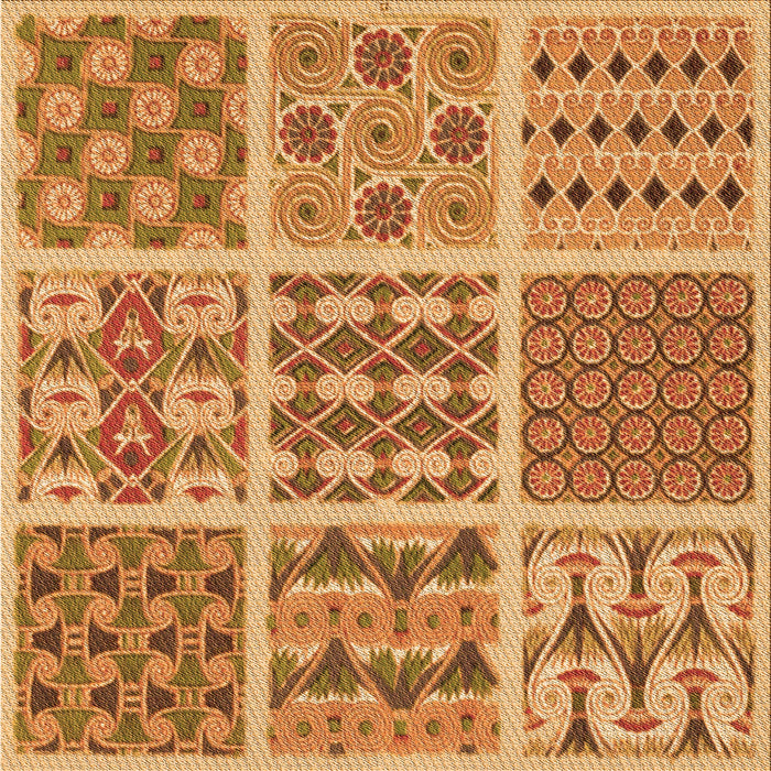 Round Patterned Orange Rug, pat2682org