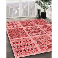 Patterned Light Coral Pink Rug, pat2682rd