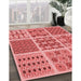 Patterned Light Coral Pink Rug in Family Room, pat2682rd