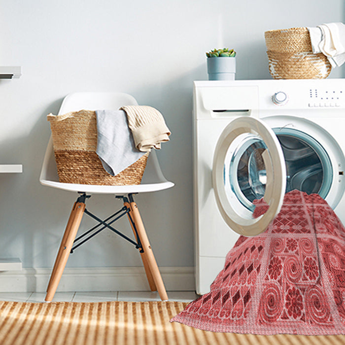 Machine Washable Transitional Light Coral Pink Rug in a Washing Machine, wshpat2682rd