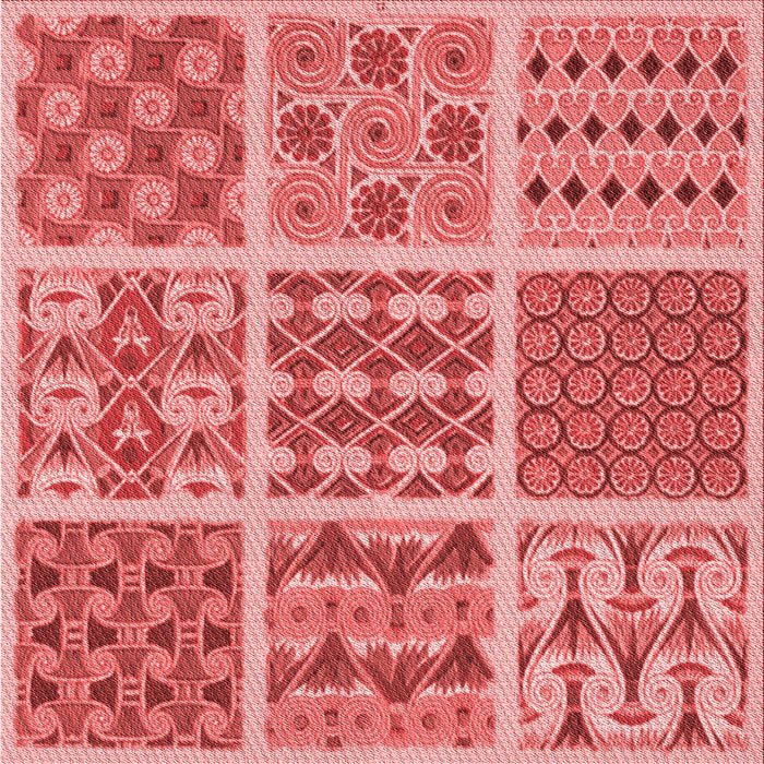 Round Patterned Light Coral Pink Rug, pat2682rd