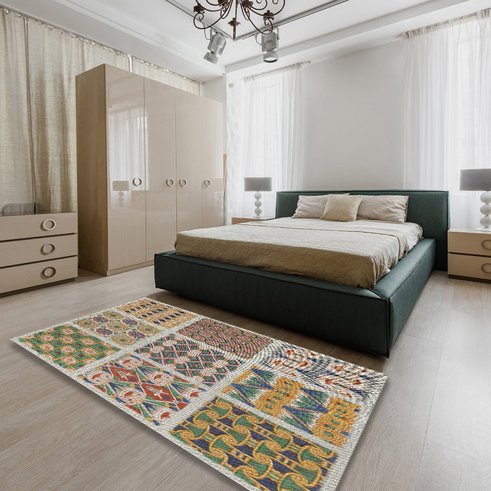 Machine Washable Transitional Brown Rug in a Bedroom, wshpat2682