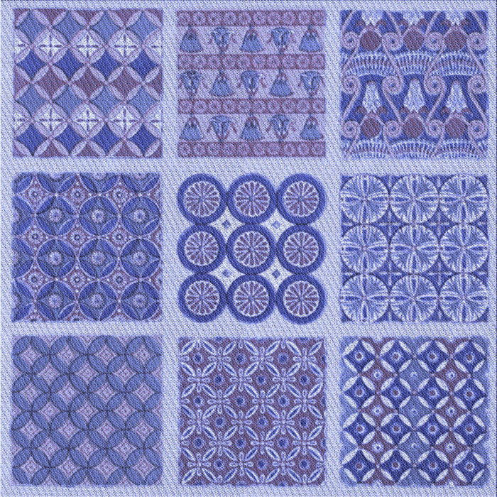 Round Machine Washable Transitional Jeans Blue Rug, wshpat2683blu