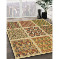 Patterned Yellow Rug, pat2683brn