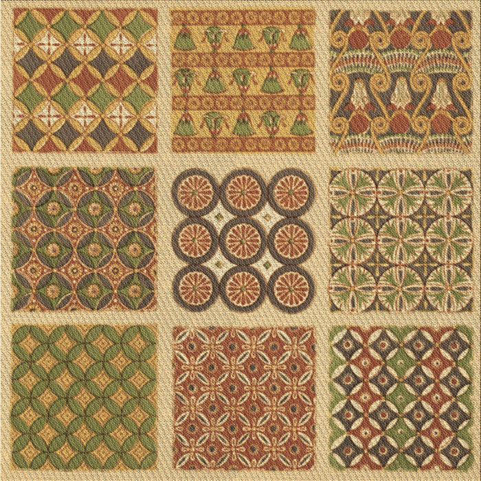 Round Patterned Yellow Rug, pat2683brn