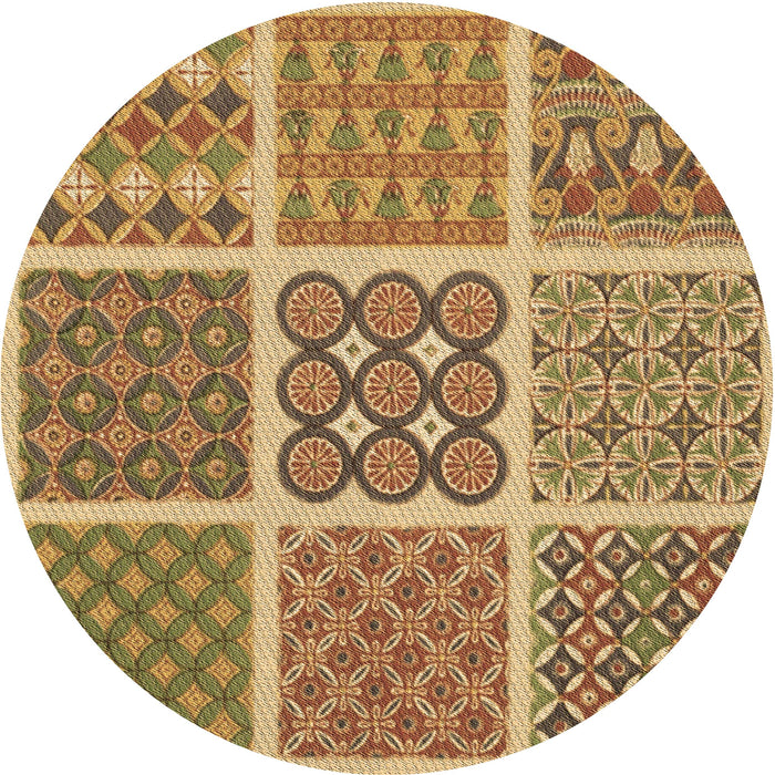 Square Patterned Yellow Rug, pat2683brn