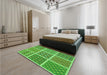 Patterned Emerald Green Rug in a Bedroom, pat2683grn