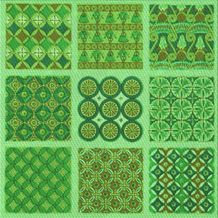 Round Patterned Emerald Green Rug, pat2683grn