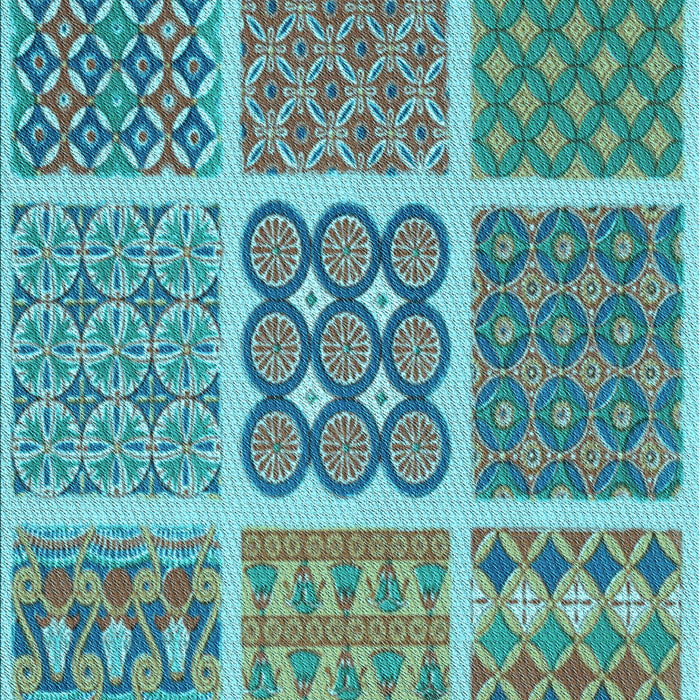 Machine Washable Transitional Turquoise Green Rug, wshpat2683lblu
