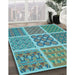 Machine Washable Transitional Turquoise Green Rug in a Family Room, wshpat2683lblu