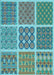 Patterned Turquoise Green Rug, pat2683lblu