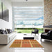 Square Patterned Orange Rug in a Living Room, pat2683org