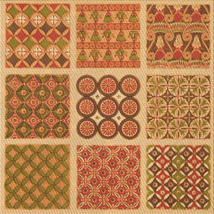 Round Patterned Orange Rug, pat2683org