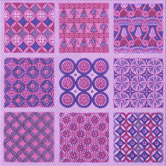 Round Patterned Violet Purple Rug, pat2683pur